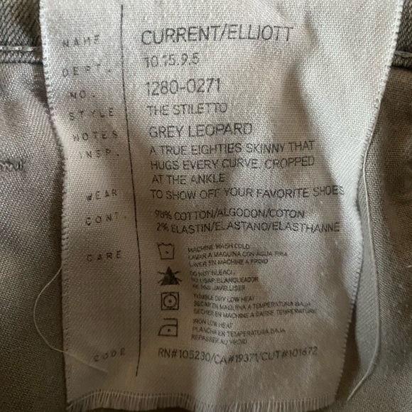 Current/Elliott The Stiletto Gray Leopard Jeans - Picture 9 of 9